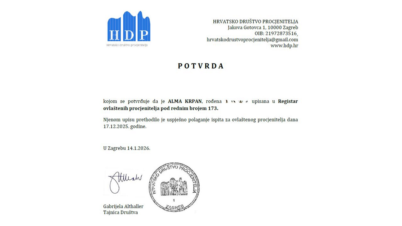 Ovlašteni procjenitelj vrijednosti poduzeća HDP